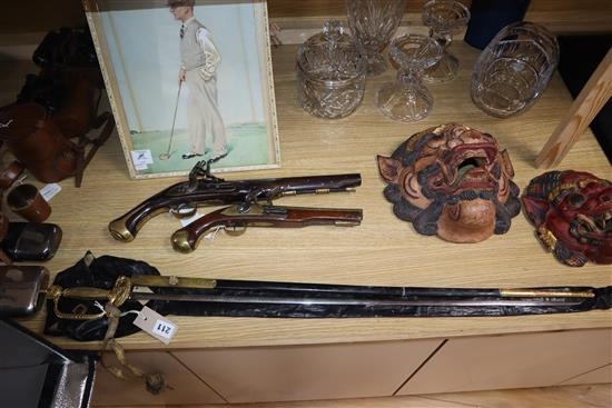 A Court sword having gilt metal hilt and etched blade, with frog, leather scabbard and outer case